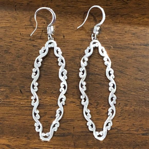 Lois Hill Jewelry - SOLD   LOIS HILL Sterling Silver Long Oval Cut Out Drop Dangle Earrings